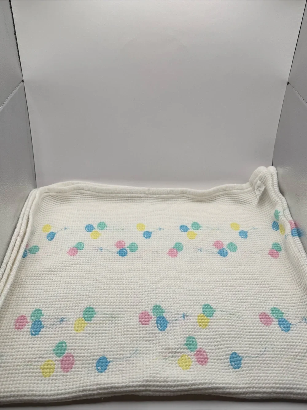 Vintage Baby Morgan Baby Receiving Blanket Balloons Waffle Knit 100% Cotton